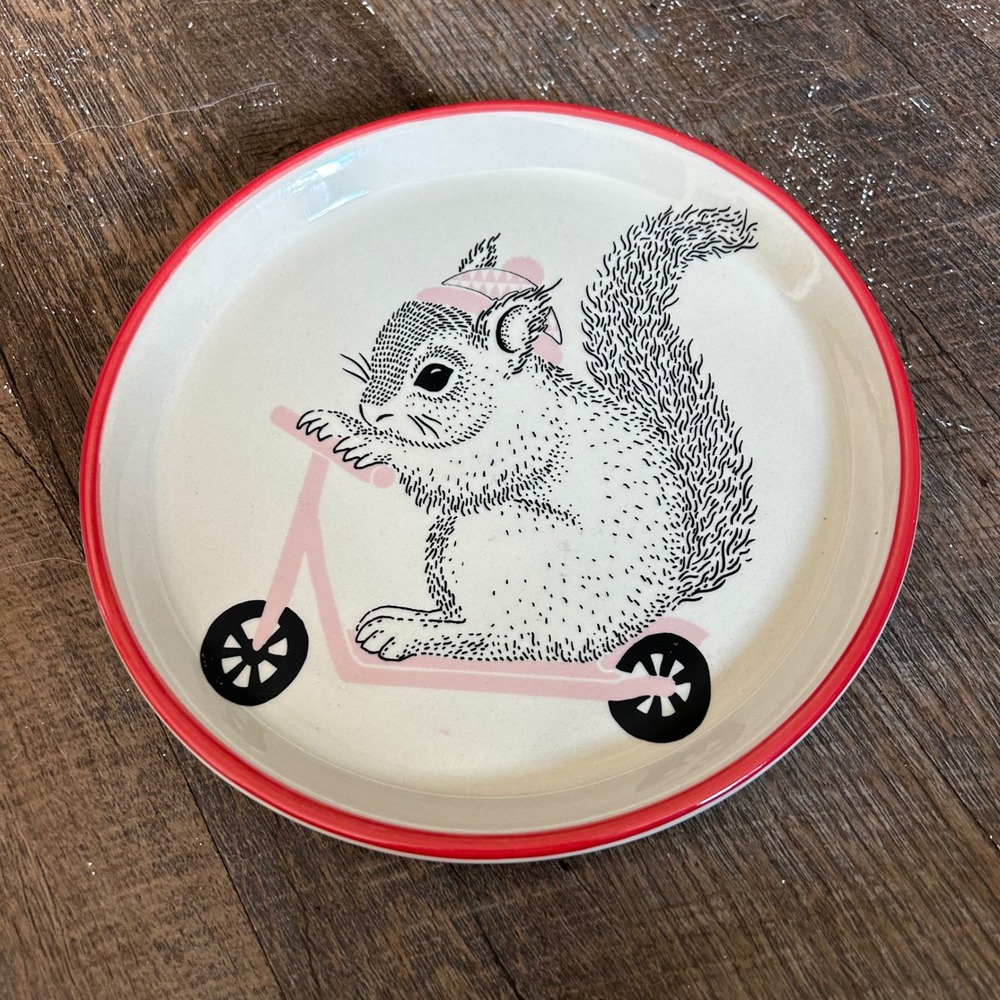 Bloomingville Mini Squirrel on Scooter Pottery Snack Plate Anthropologie  8in